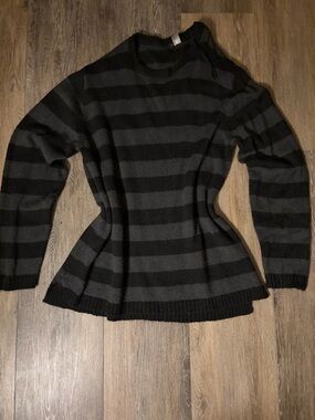 Striped Black and Charcoal Women’s Sweater